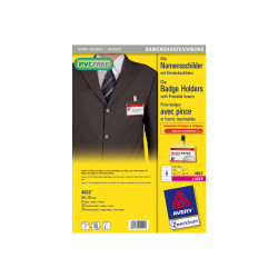 Avery Clip badge - Trasparente - 60 x 90 mm 32 etichette (4 foglio(i) x 8) etichette cartellini nome
