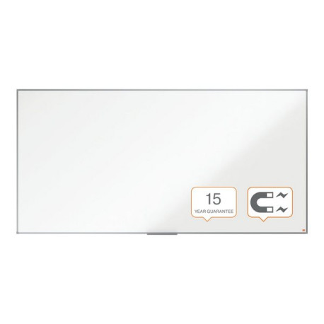 Nobo Basic - Lavagna bianca - montabile a parete - 2400 x 1200 mm - acciaio verniciato - magnetica - bianco - cornice argento