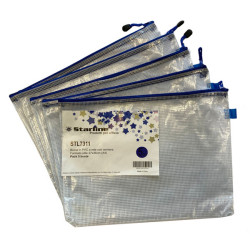 Busta a rete con cerniera blu- PVC - 27 x 36 cm - trasparente - Starline