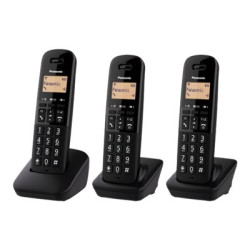 Panasonic KX-TGB613JT - Telefono cordless con ID chiamante/chiamata in attesa - DECTGAP - 3-way capacità di chiamata - nero + 2