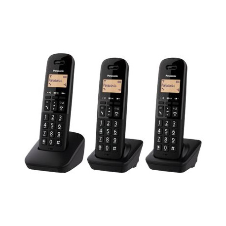 Panasonic KX-TGB613JT - Telefono cordless con ID chiamante/chiamata in attesa - DECTGAP - 3-way capacità di chiamata - nero + 2