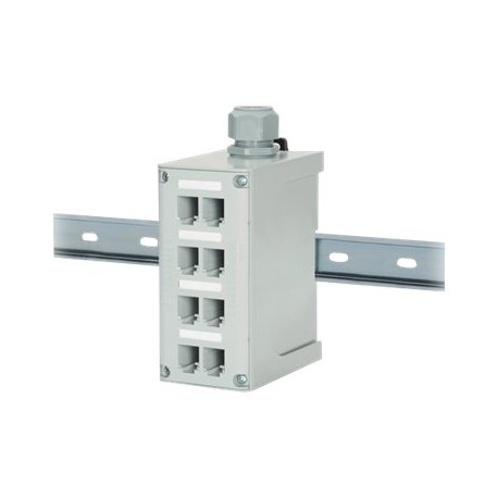 Panduit IndustrialNet DIN Rail Fiber Optic Enclosure - Presa con installazione su rotaia DIN - grigio - 8 porte