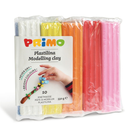 Panetto plastilina - 10 colori - 55gr - Primo