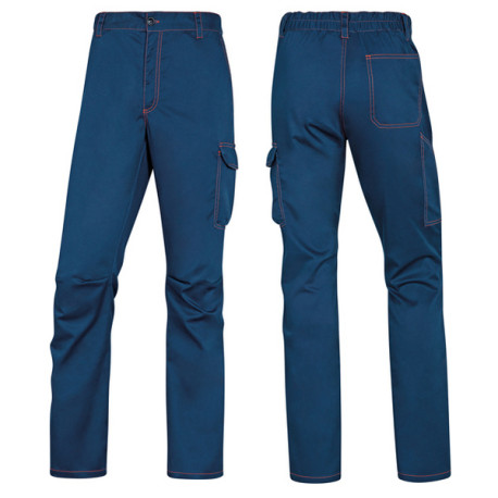 Pantalone da lavoro Panostrpa - sargia/poliestere/cotone/elastan - taglia XL - blu/arancio - Deltaplus