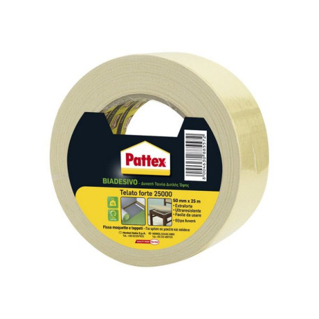 Pattex 25000 - Nastro biadesivo - 50 mm x 25 m - cotone - bianco