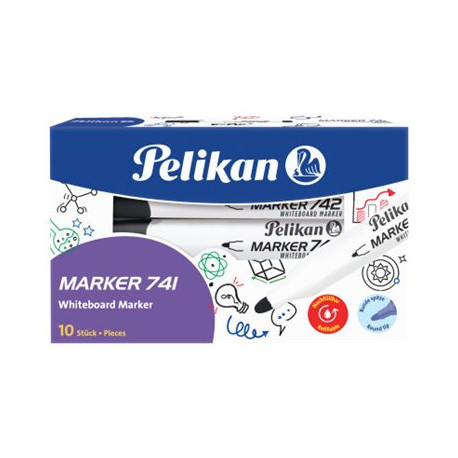 Pelikan 741 - Marcatore - per lavagna bianca - nero (pacchetto di 10)