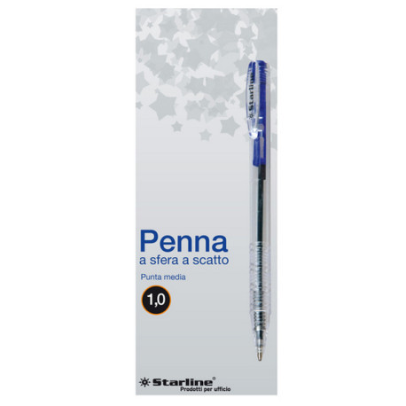 Penna a sfera a scatto  - punta 1,0mm - blu - Starline - conf. 20 pezzi