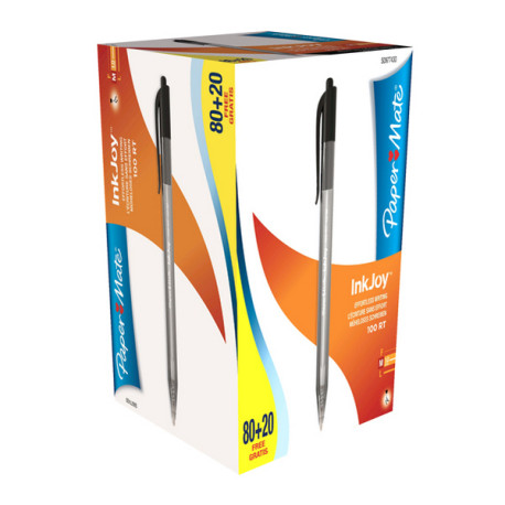 Penna a sfera a scatto Inkjoy 100 RT - punta 1,0mm - nero  - Papermate - conf. 80+20 pezzi