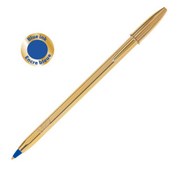 Penna a sfera Cristal Shine con cappuccio - punta media 1,0 mm - blu - fusto gold  - Bic - scatola 20 pezzi