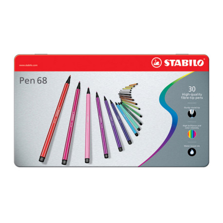 Pennarelli Pen 68 - colori assortiti - Stabilo - scatola in metallo 30 pezzi