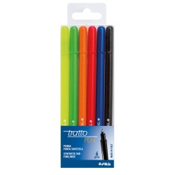 Pennarello fineliner Tratto Pen - tratto 0,5mm - colori assortiti - Tratto - busta 6 pennarelli