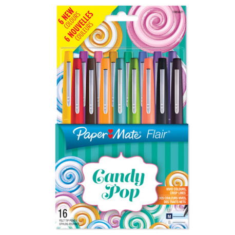 Pennarello Flair Nylon - colori assortiti Candy Pop - Papermate - conf.16 pezzi