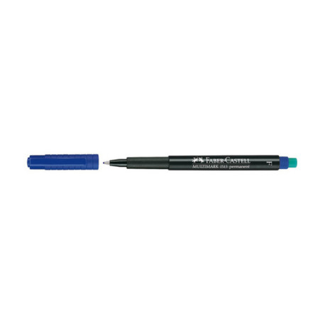 Pennarello Multimark universale permanente con gomma  - punta fine 0,6mm - blu - Faber Castell