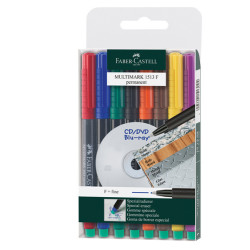 Pennarello Multimark universale permanente con gomma - punta fine 0,6mm - astuccio 8 colori - Faber Castell