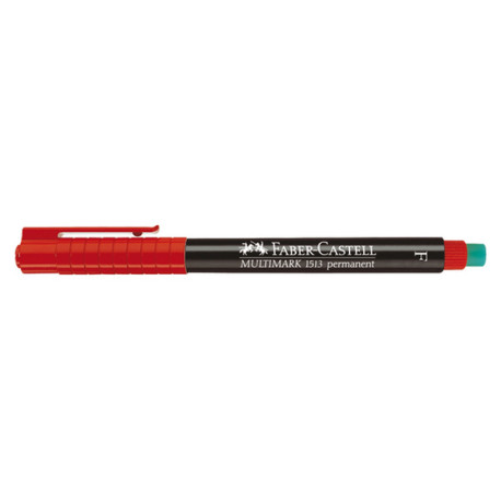 Pennarello Multimark universale permanente con gomma - rosso - punta fine 0,6mm - Faber Castell