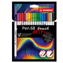 Pennarello Pen 68 Brush Arty Line 568/12 - colori assortiti - Stabilo - astuccio 12 pezzi