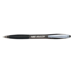 Penne a sfera a scatto Atlantis Soft - punta 1,0mm - nero  - clip in metallo - Bic - conf. 12 pezzi