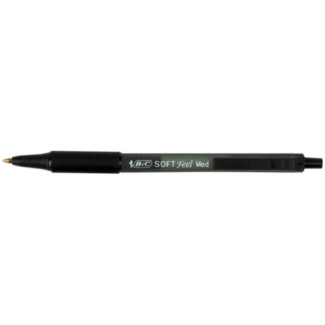 Penne a sfera a scatto Soft Feel - punta 1,0mm - nero  - Bic - conf. 12 pezzi