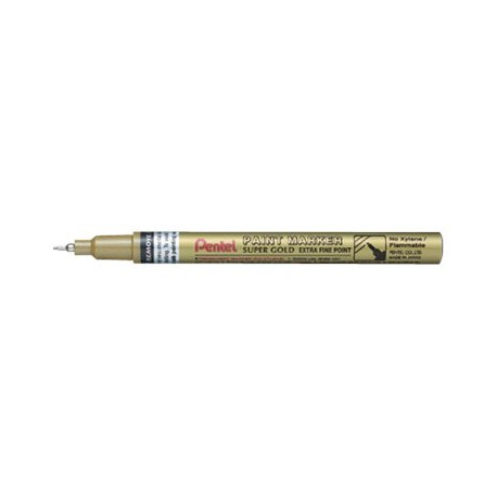 Pentel Paint - Penna a punta sottile - permanente - oro - inchiostro pigmentato base olio - 0.7 mm - extra fine