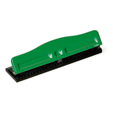 Perforatore 840 - max 8 fogli - 4 fori regolabili - passo 6/8 cm - verde - Lebez