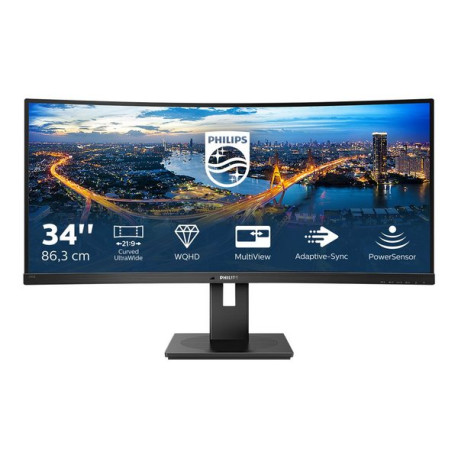 Philips B Line 345B1C - Monitor a LED - curvato - 34" - 3440 x 1440 WQHD @ 100 Hz - VA - 300 cd/m² - 3000:1 - 5 ms - 2xHDMI, Di