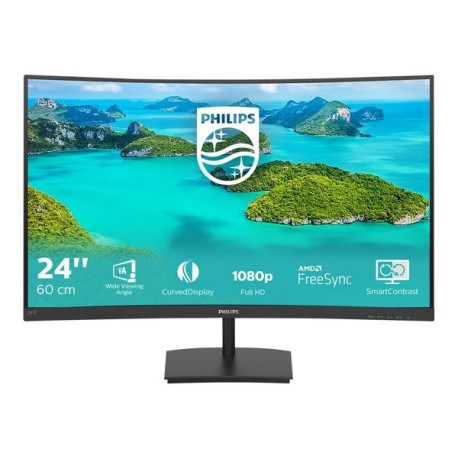 Philips E-line 241E1SCA - Monitor a LED - curvato - 24" (23.6" visualizzabile) - 1920 x 1080 Full HD (1080p) @ 75 Hz - VA - 250