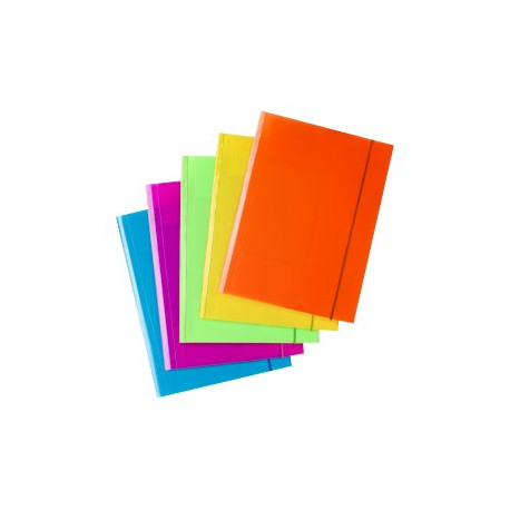 Plastidea FLUO - Cartelletta a 3 lembi - per A4 - disponibile in colori assortiti