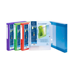 Cartella personalizzabile con bottone Kreacover - PPL - 24 x 32 cm - dorso 4 cm - colori assortiti - Exacompta