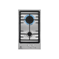Electrolux EGG3322NVX - Piano cottura a gas - 2 piastre - Nicchia - larghezza: 27 cm - prof. 49 cm - argento - acciaio inossida