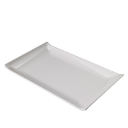 Piatto rettangolare - 23 x 14 x 2,6 cm - melamina - bianco - Leone