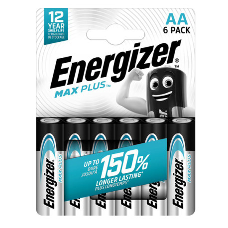 Pile Alcaline AA Max Plus - 1,5 V - Energizer - blister 6 pezzi