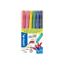 Pilot FriXion Colors - Marcatore - nero, rosso, blu, verde, giallo, rosa - 0.63 mm - medio - con gomma (pacchetto di 6)