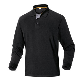 Polo a maniche lunghe Turino - 100 cotone - taglia XXL - nero - Deltaplus