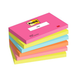 Post-it 655-POP - Blocchi - 127 x 76 mm - 600 fogli (6 x 100) - rosa, blu, verde, arancione