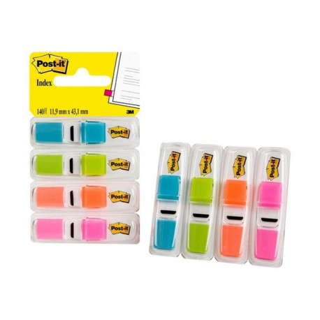 Post-it 683-4ABXEU - Segnapagina - small - 11.9 x 43.1 mm - 140 fogli (4 x 35) - giallo, rosa, blu, arancione