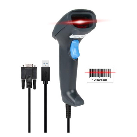 Barcode Scanner Professionale Laser 1D USB + Seriale per lettura codici lineari