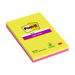 Post-it Super Sticky - Blocchi - large - 127 x 203 mm - 90 fogli (2 x 45) - rosa, verde - righe