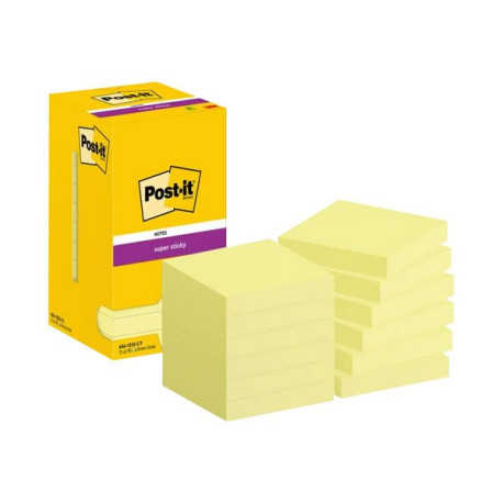 Post-it Super Sticky 654-12SSCY - Blocchi - 76 x 76 mm - 1080 fogli (12 x 90) - giallo canarino