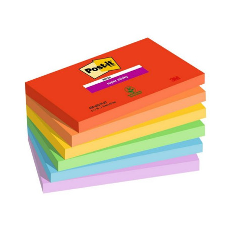 Post-it Super Sticky 655-6SS-PLAY - Blocchi - 127 x 76 mm - 540 fogli (6 x 90) - assortito