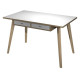 Postazione Home-Office - con sottopiano - gambe in legno -120 x 60 x H 74,4 cm - bianco / rovere - Artexport