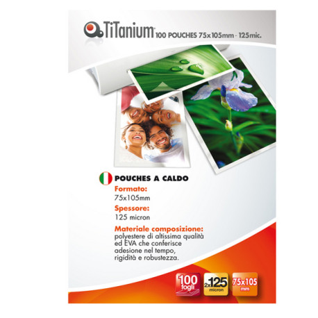 Pouches - jumbo card - 75x105 mm - 2x125 micron - Titanium - conf. 100 pezzi