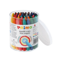 PRIMO - Pastello - cera - per cartone - colori brillanti assortiti - 9 mm (pacchetto di 48)