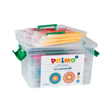 PRIMO - Penna punta in fibra - colori assortiti - 2.5 mm - fine (pacchetto di 120)