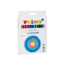 PRIMO - Penna punta in fibra - non permanente - colori brillanti assortiti - 2.5 mm - fine (pacchetto di 12)