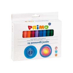 PRIMO JUMBO - Penna punta in fibra - non permanente - colori assortiti - 7.6 mm - jumbo (pacchetto di 24)