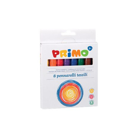 PRIMO Textile - Penna punta in fibra - permanente - per tessuto, tessuto - colori assortiti - 4.1 mm (pacchetto di 8)