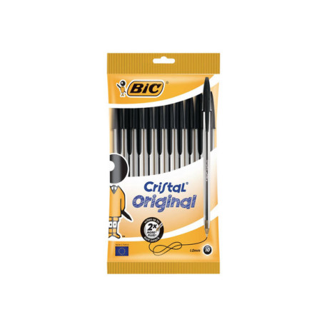 BIC Cristal - Penna a sfera - nero - 1 mm - medio - pacco da 10