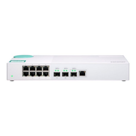 QNAP QSW-308-1C - Switch - unmanaged - 2 x 10 Gigabit SFP+ + 1 x SFP+ 10 Gigabit combo + 8 x 10/100/1000 - desktop