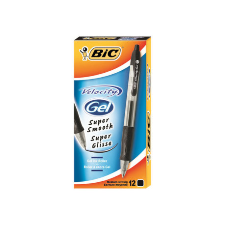 BIC VELOCITY - Penna a sfera - nero - inchiostro gel - 0.7 mm - medio - retrattile (pacchetto di 12)