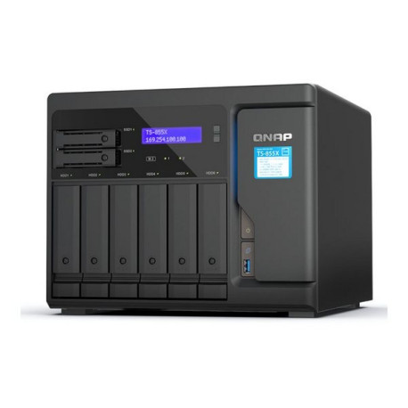 QNAP TS-855X - Server NAS - 8 alloggiamenti - SATA 6Gb/s - RAID RAID 0, 1, 5, 6, 10, 50, JBOD, 60 - RAM 8 GB - 2.5 Gigabit Ethe